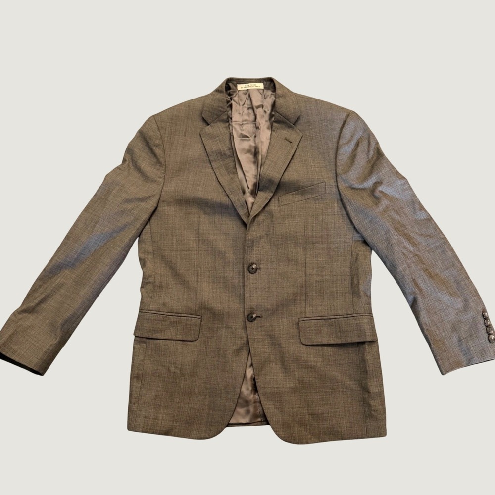 Joseph Abboud Sport‎ Coat 40R Slim Fit Tollegno 1900 Wool Blazer Brown USA Made